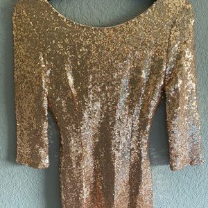 Sequin body con mini dress, cropped sleeves